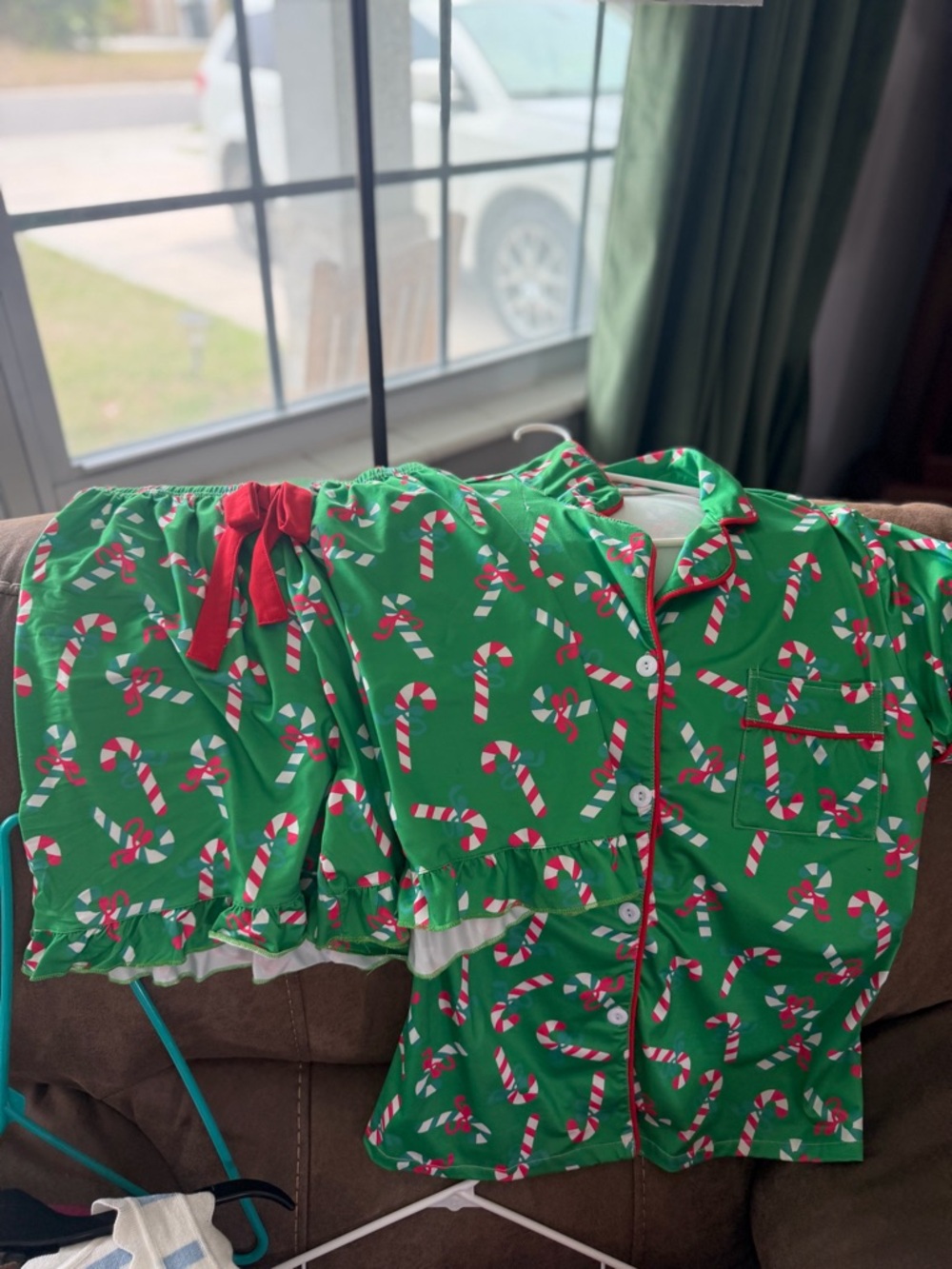 Kids Green Candy Cane Pajama Set